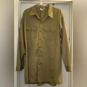 Dickies Long Sleeve Tan Button Down Shirt